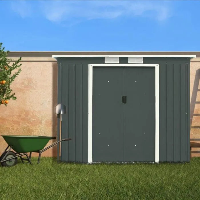 Abri de Jardin en Métal avec Base - Portes Coulissantes