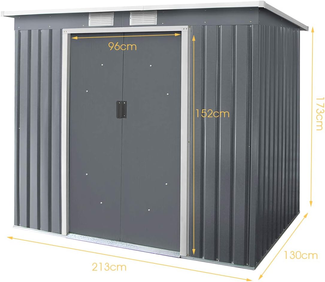Abri de Jardin en Métal avec Base - Portes Coulissantes