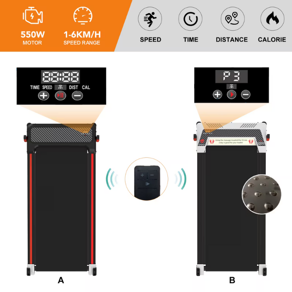 Tapis de Course à angle fixe 6%.ZX3,550W,6.0km/h,Ceinture de Massage