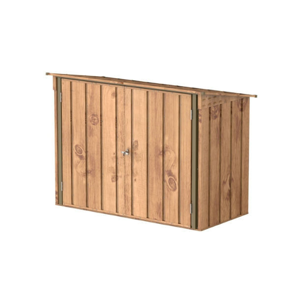 Abri à vélos en métal 1,74m² imitation bois avec kit ancrage