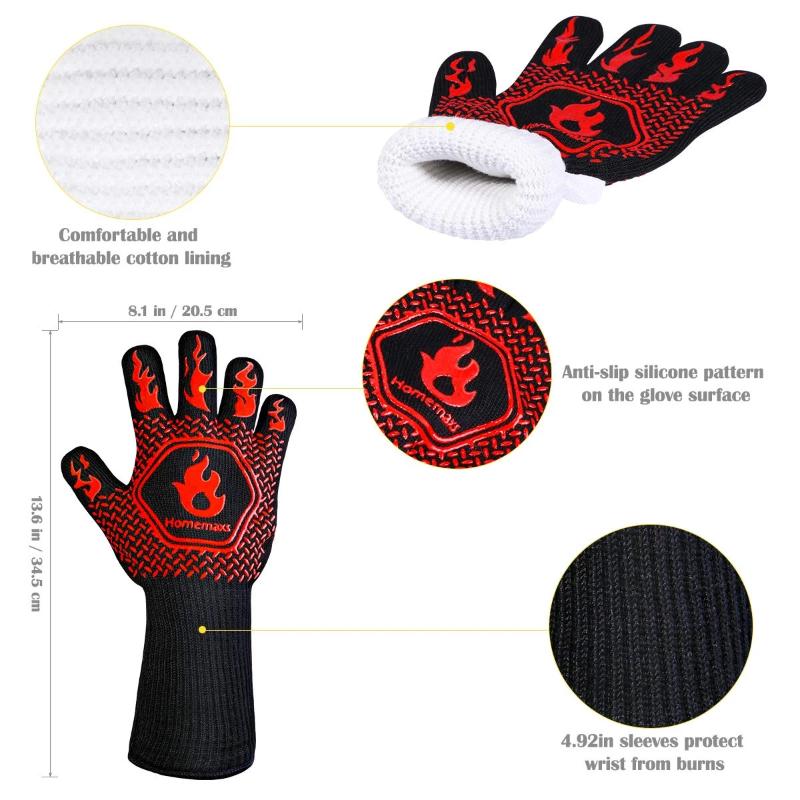 Gants de Barbecue Mitaines Résistantes à la Chaleur