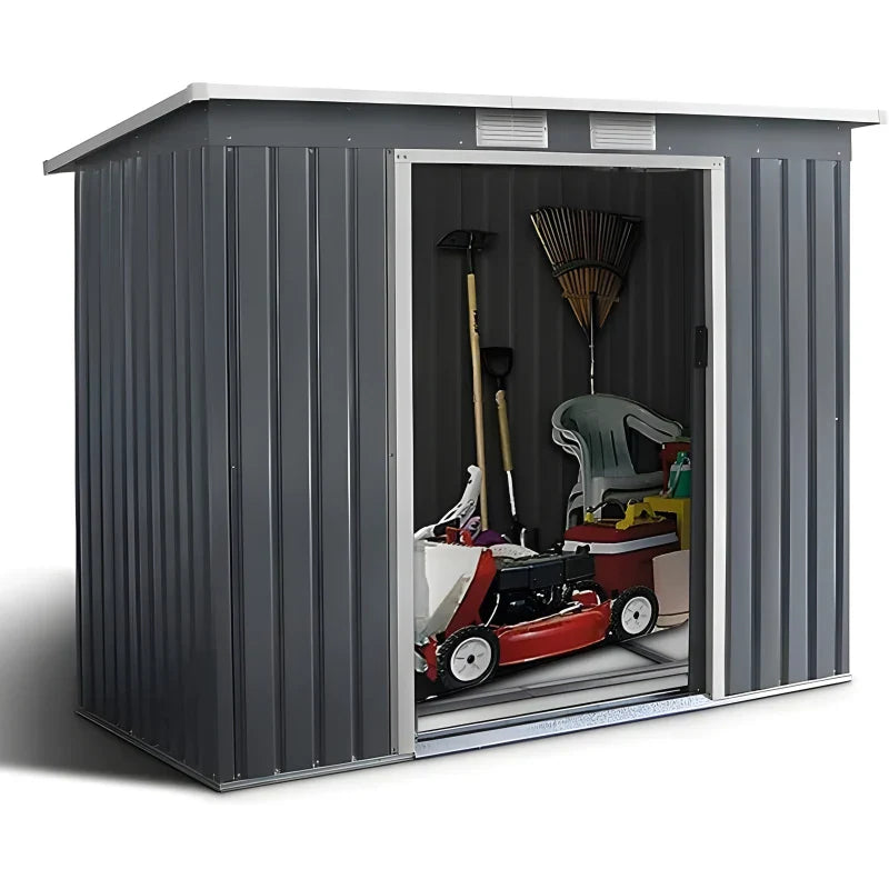 Abri de Jardin en Métal avec Base - Portes Coulissantes