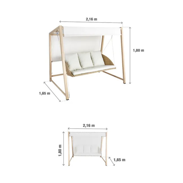 Balancelle 3 places en acier beige