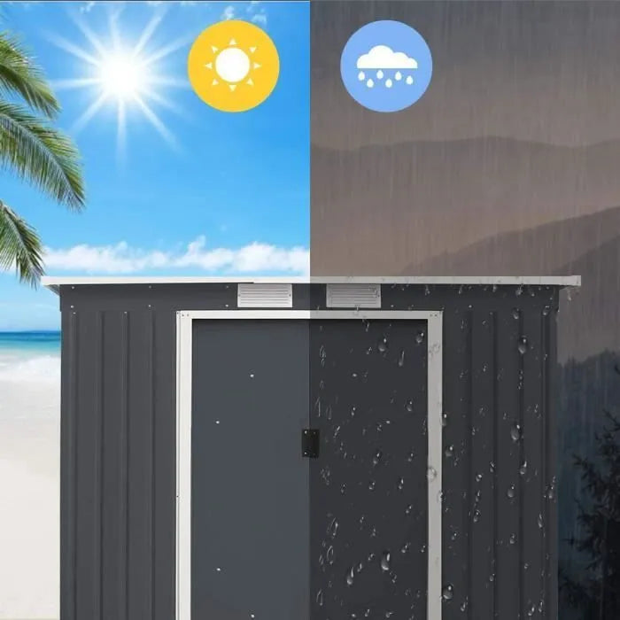 Abri de Jardin en Métal avec Base - Portes Coulissantes