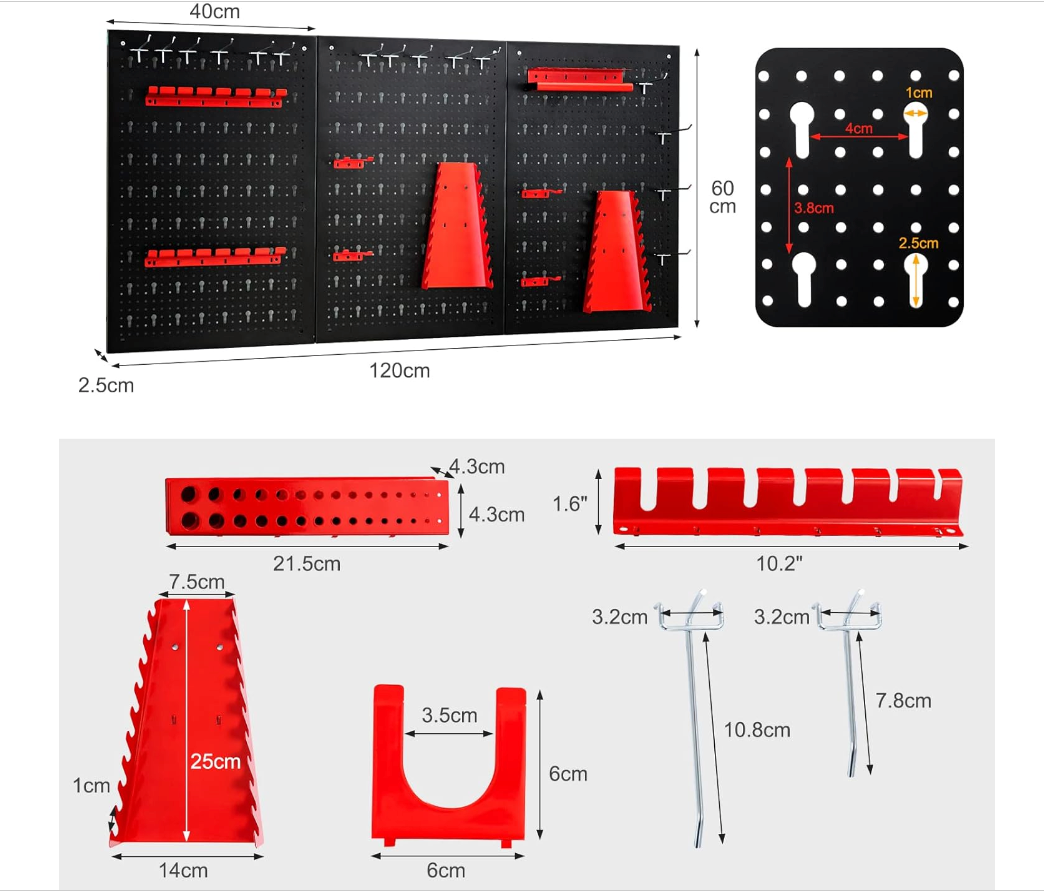 Organisateur d'Outils Mural en Panneau Perforé - Métal