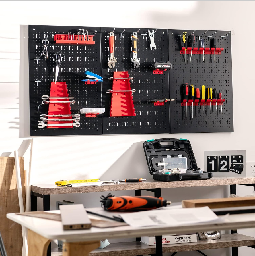 Organisateur d'Outils Mural en Panneau Perforé - Métal