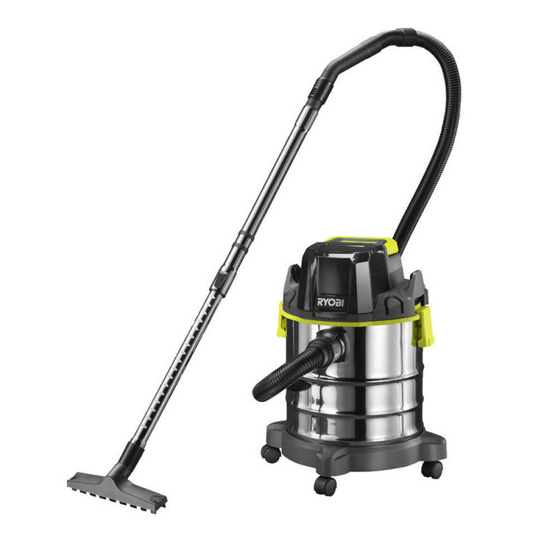 Aspirateur eau et poussière 18V RYOBI R18WDV-0 - cuve inox 18L -11,4 kPa - 1,4 m3/min + Accessoires
