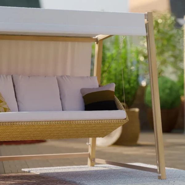 Balancelle 3 places en acier beige
