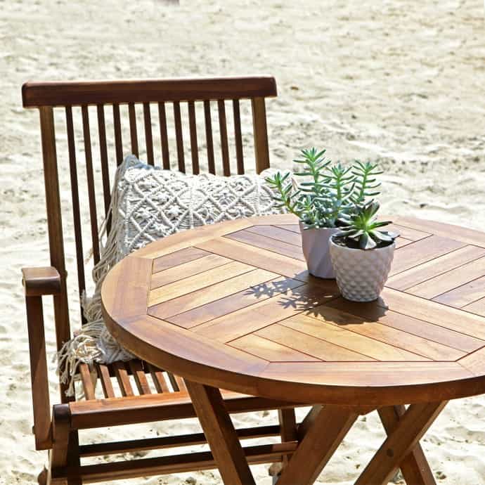 Table de Balcon Rabattable en Bois d’Acacia - 50 x 70cm