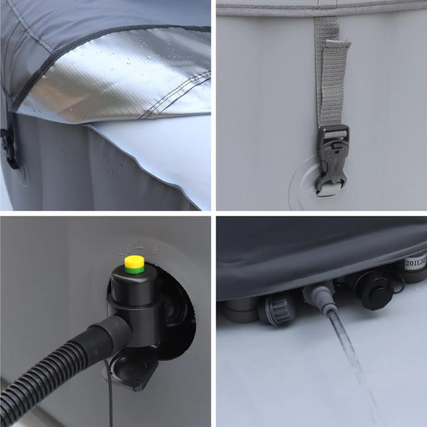 Spa gonflable 4 places carré anthracite