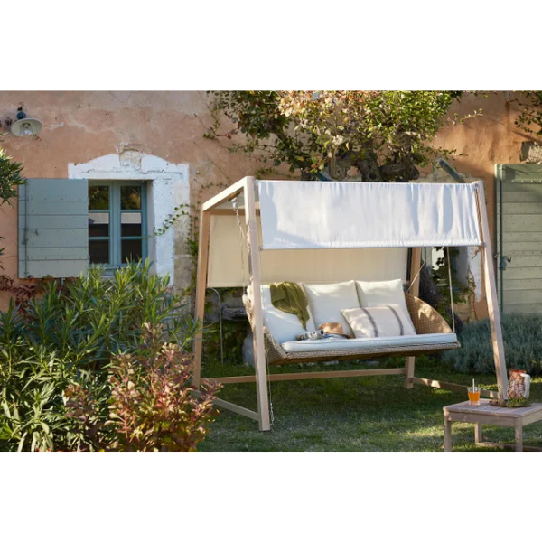 Balancelle 3 places en acier beige