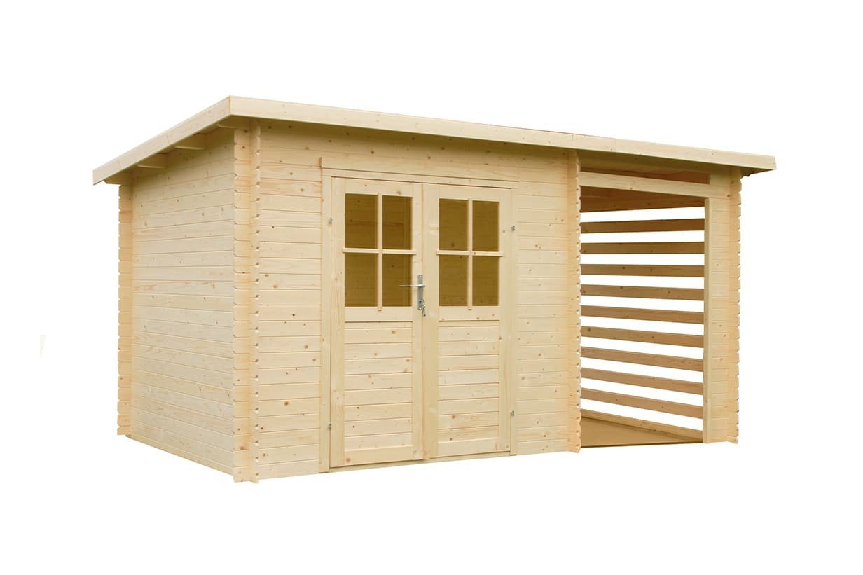 Abri de jardin bois Katy – 4,44 + 3 m² – Prix d’usine