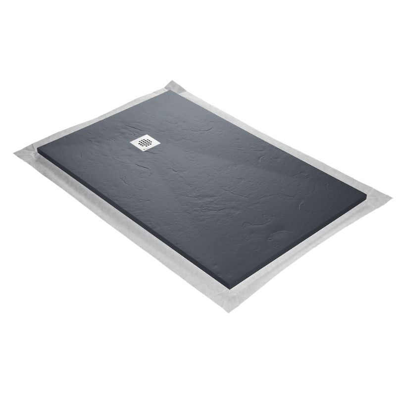 Receveur résine extra-plat 140x90cm MARMOX RC14090LITE-7015 - Grille acier inox - Gris imitation ardoise