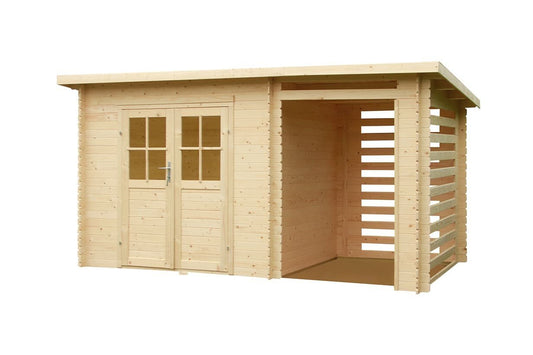 Abri de jardin bois Katy – 4,44 + 3 m² – Prix d’usine