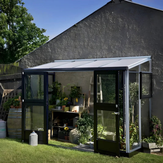 Serre Veranda Aluminium Anthracite et Verre Trempé - 4,4m²