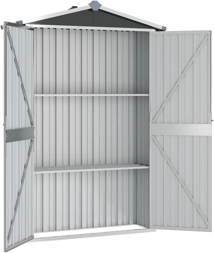 Abri de Jardin Gris - 116x45x175 cm - Acier Galvanisé