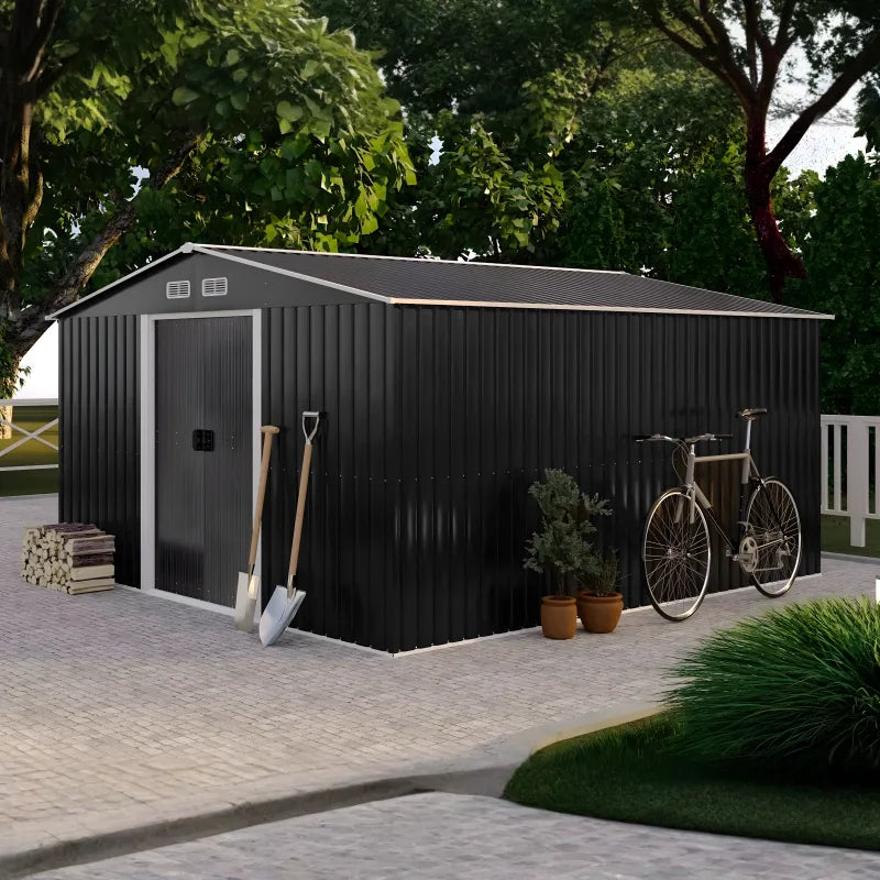 Abri de jardin en acier galvanisé gris 12,5 m² – Prix d’usines