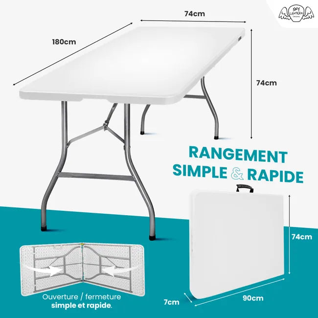 Table de Jardin Pliante - 180 cm x 74 cm