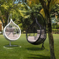 Chaise suspendue avec coussin en acier noir, balançoire pour jardin et piscine