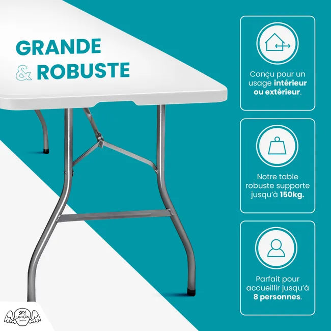 Table de Jardin Pliante - 180 cm x 74 cm