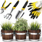 Jardinières en Bois Rustiques avec Ensemble d'Outils de Jardin