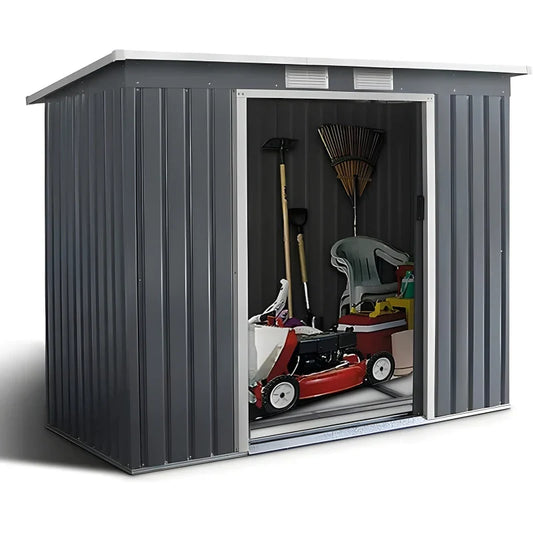 Abri de Jardin en Métal avec Base - Portes Coulissantes