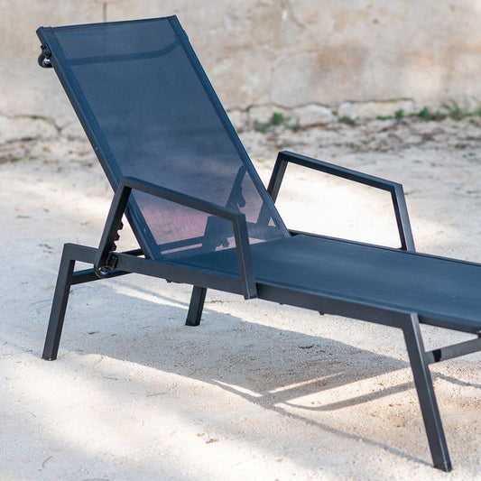 Bain de soleil Alban - 4 crans - acier & textile -  noir