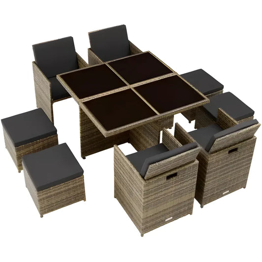 Salon de jardin Avec cadre en aluminium avec Plateaux en verre de sécurité