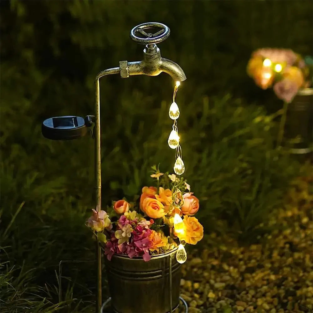 Lampe-Vase Solaire Gouttelettes d'eau Scintillantes