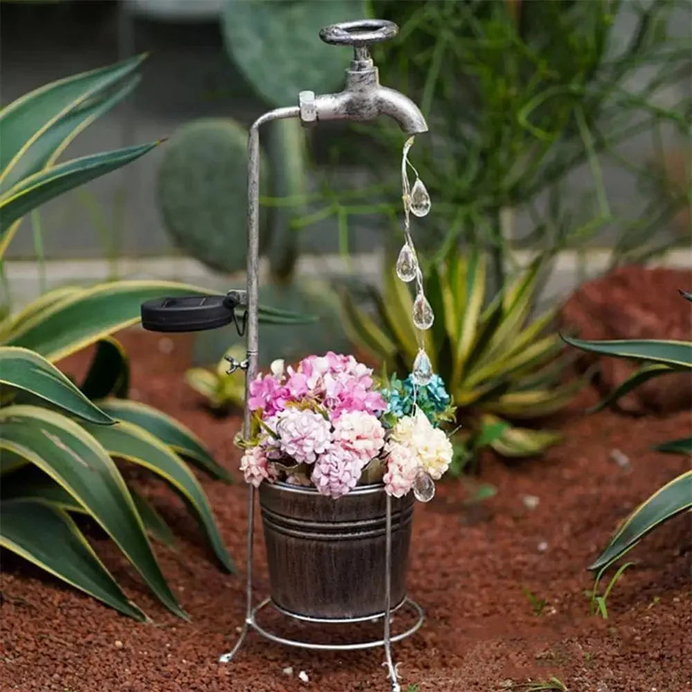 Lampe-Vase Solaire Gouttelettes d'eau Scintillantes