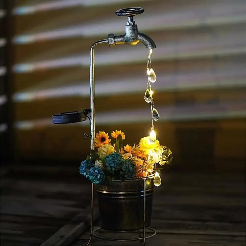 Lampe-Vase Solaire Gouttelettes d'eau Scintillantes
