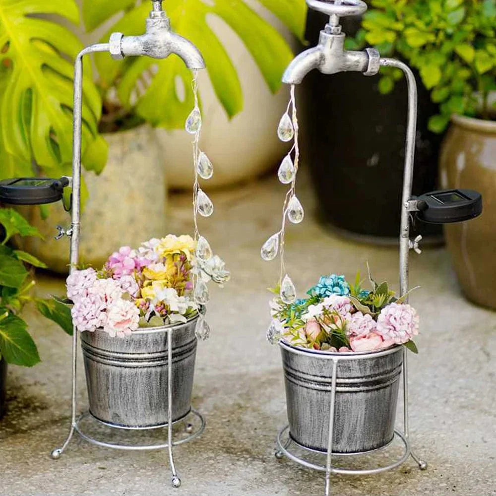 Lampe-Vase Solaire Gouttelettes d'eau Scintillantes