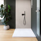 Receveur résine 120x90cm MARMOX RC12090SLATE-9010-LINE - Grille caniveau excentrée - Solid surface - Blanc imitation ardoise