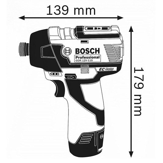 Visseuse à chocs BOSCH GDR 12V-110 Professional 12V couple 110Nm (machine nue)